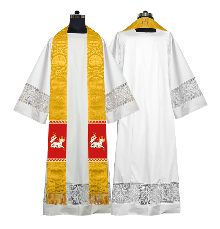 Embroidered Lamb Liturgical Clergy Stole