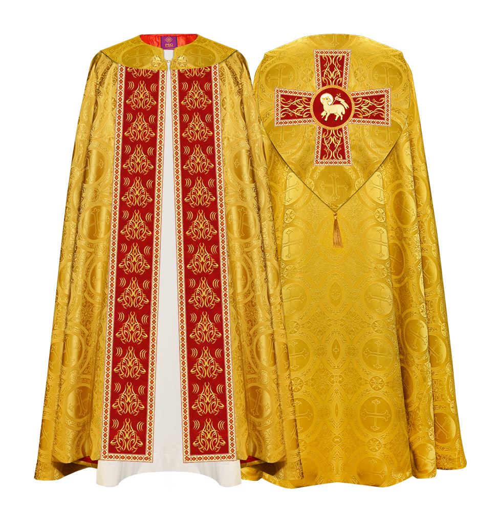 GOTHIC COPE VESTMENTS WITH LITURGICAL EMBROIDERY AND TRIMS