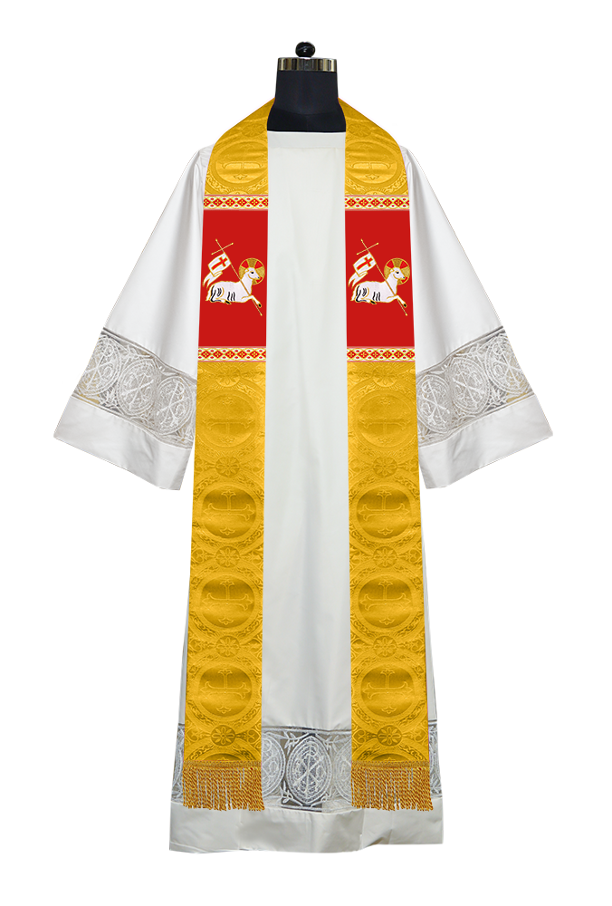 Embroidered Lamb Liturgical Clergy Stole