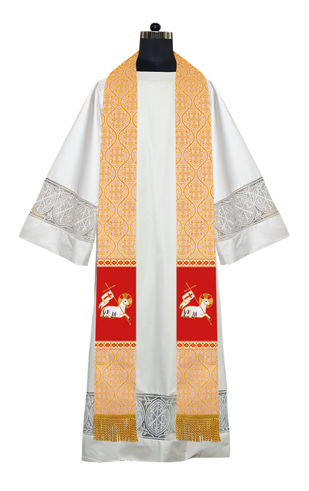 Embroidered Lamb Liturgical Clergy Stole