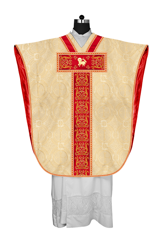 BORROMEAN CHASUBLE VESTMENT ENHANCED WITH MOTIFS AND TRIMS