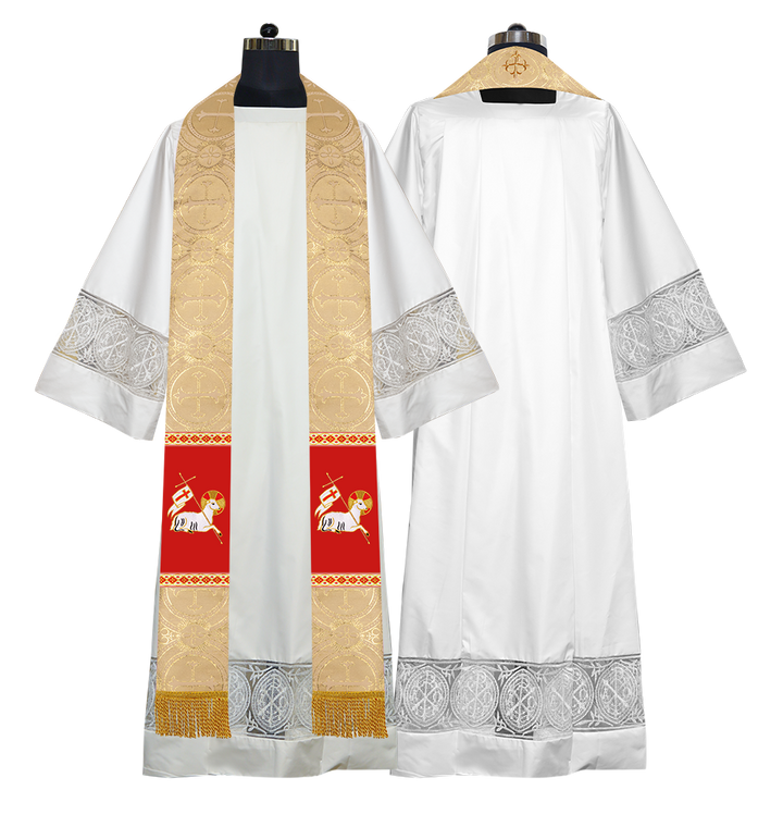 Embroidered Lamb Liturgical Clergy Stole