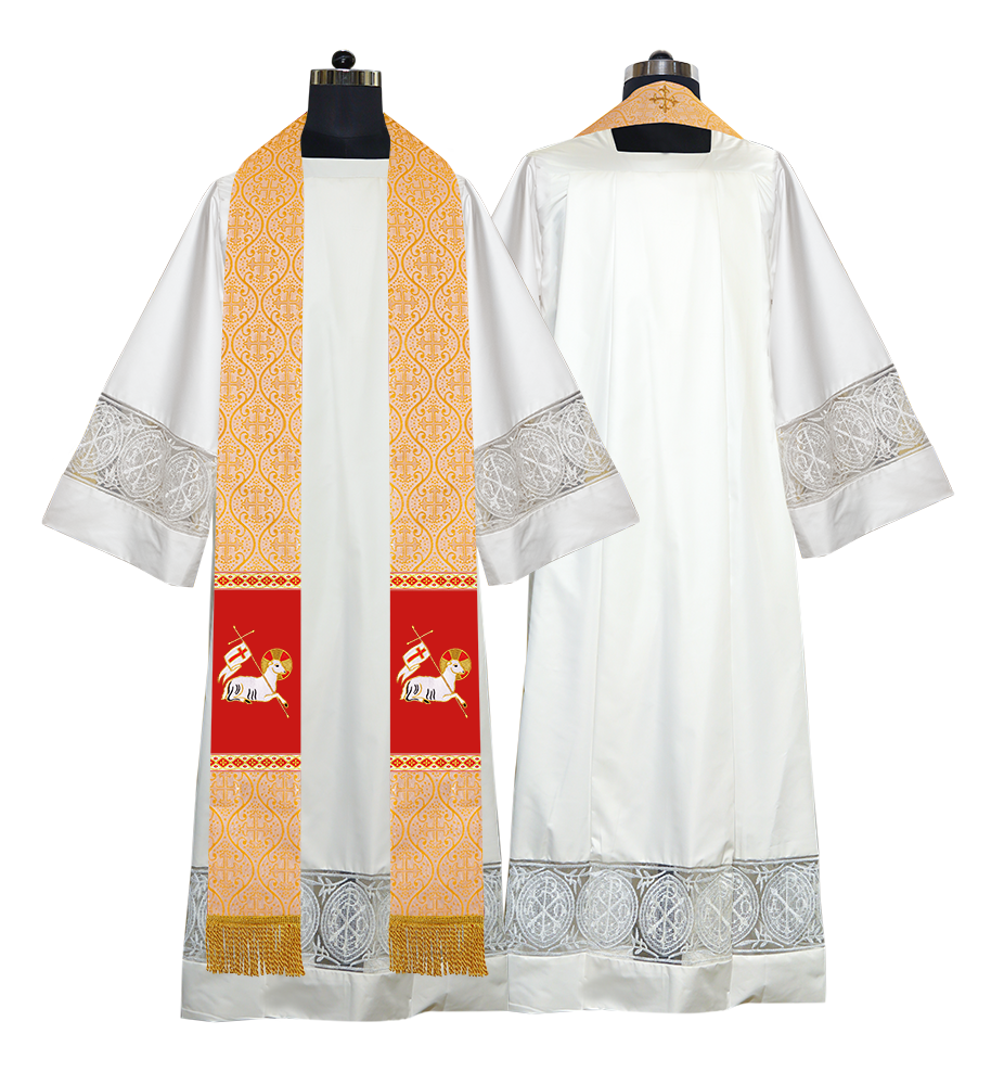 Embroidered Lamb Liturgical Clergy Stole