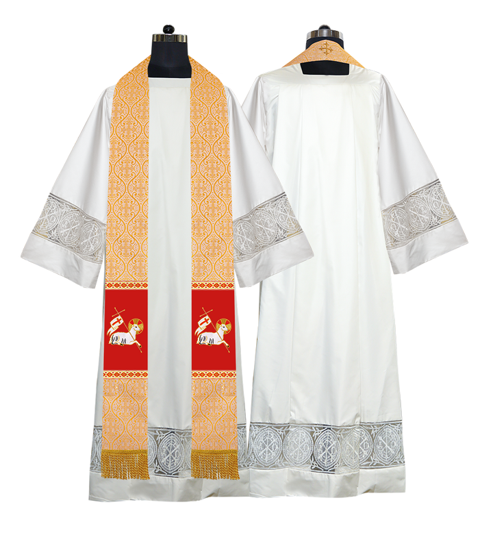 Embroidered Lamb Liturgical Clergy Stole