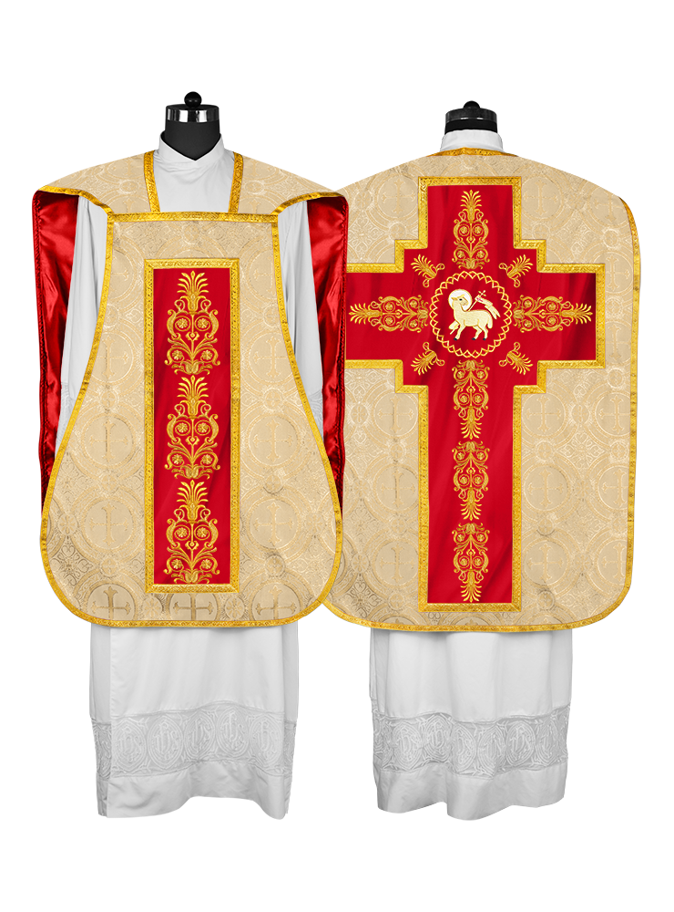 Elegant Roman Fiddleback Chasuble Vestment - Victoria Collection