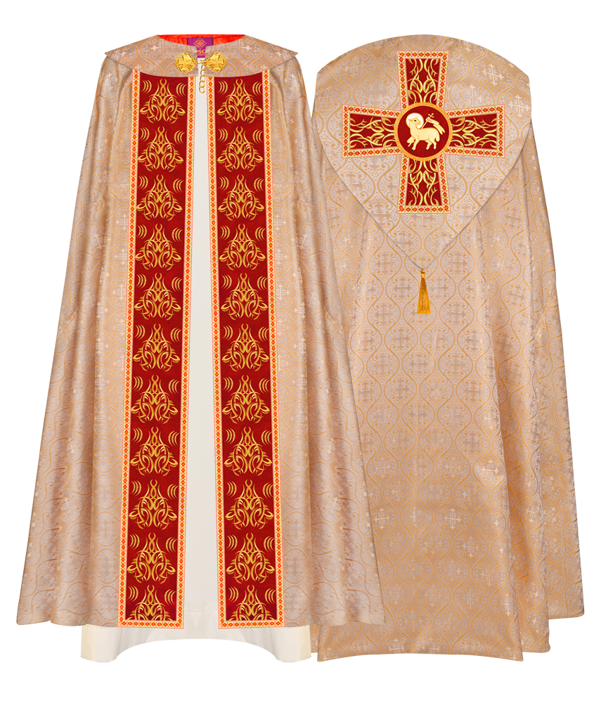 GOTHIC COPE VESTMENTS WITH LITURGICAL EMBROIDERY AND TRIMS