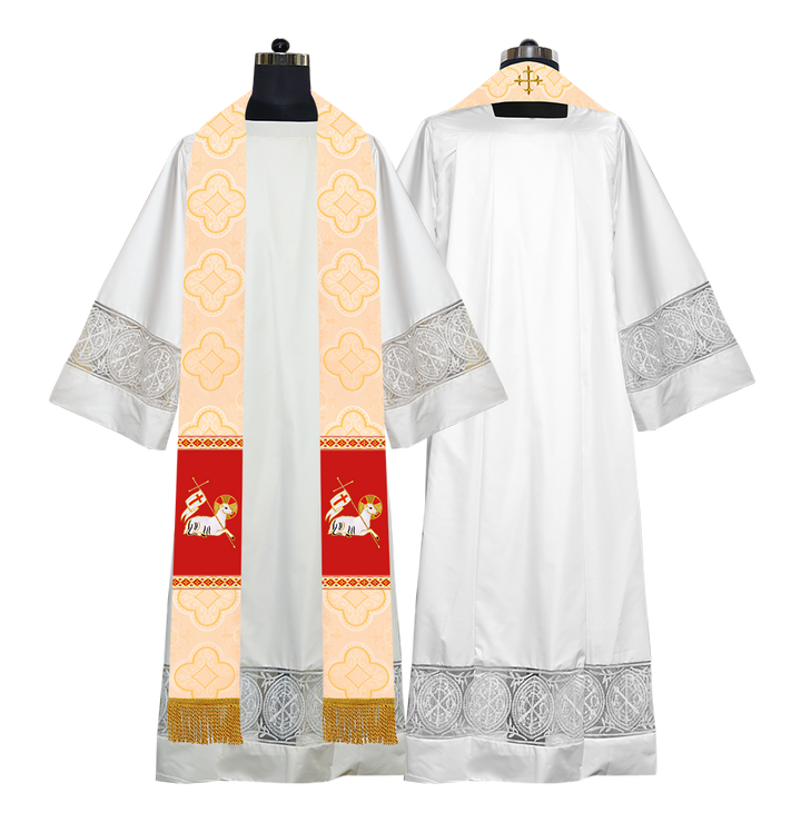 Embroidered Lamb Liturgical Clergy Stole