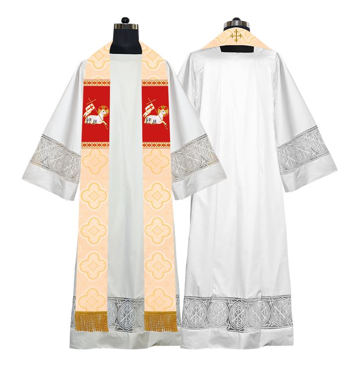 Embroidered Lamb Liturgical Clergy Stole