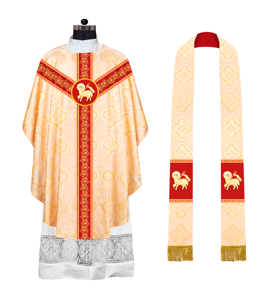 EMBROIDERED GOTHIC CHASUBLE ADORNED WITH GRAPES DESIGN