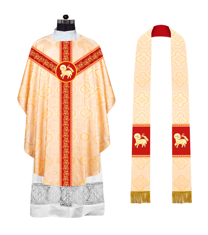 EMBROIDERED GOTHIC CHASUBLE ADORNED WITH GRAPES DESIGN