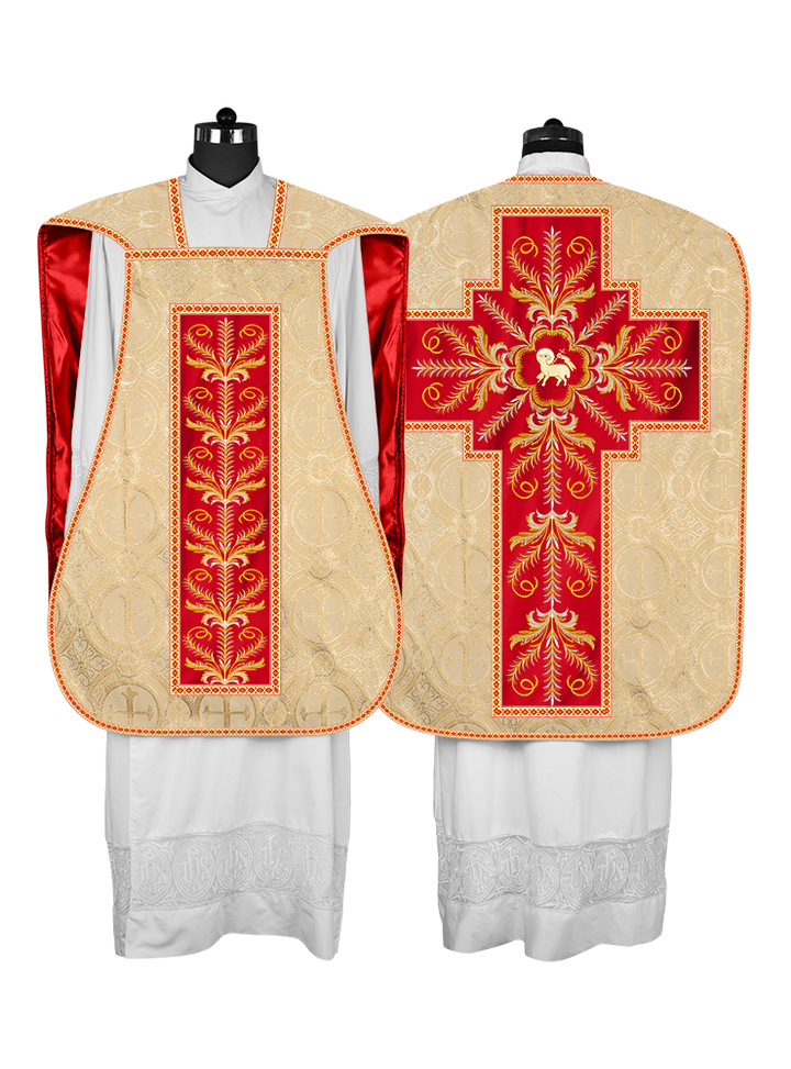 Roman Chasuble Vestment with Detailed Orphrey