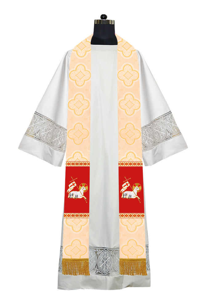 Embroidered Lamb Liturgical Clergy Stole