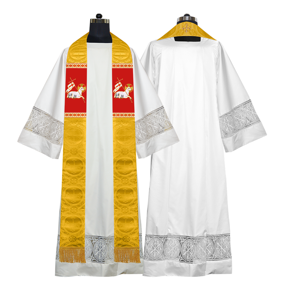 Embroidered Lamb Liturgical Clergy Stole