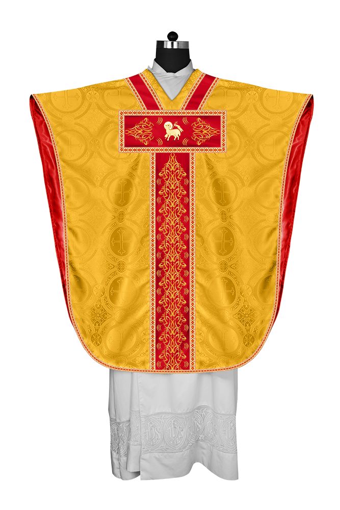 BORROMEAN CHASUBLE VESTMENT WITH BRAIDED ORPHREY AND TRIMS