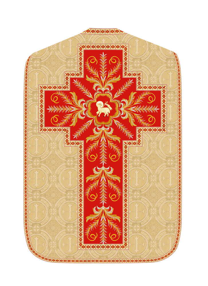 Roman Chasuble Vestment with Detailed Orphrey