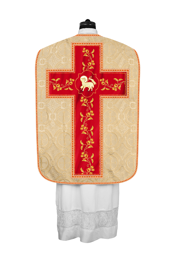 Roman Chasuble vestment with Floral Design and Trims