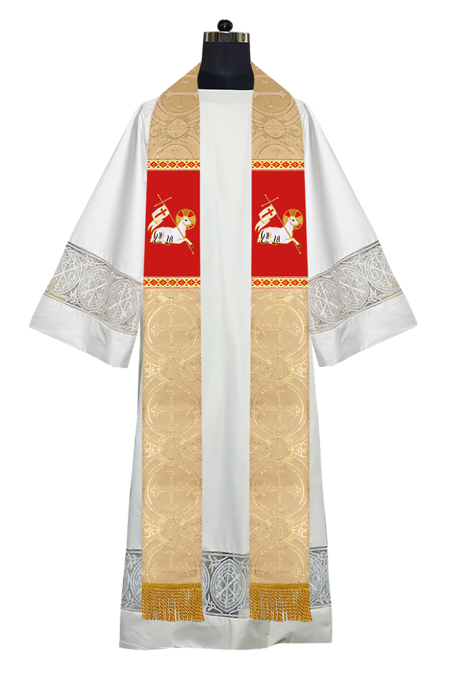 Embroidered Lamb Liturgical Clergy Stole