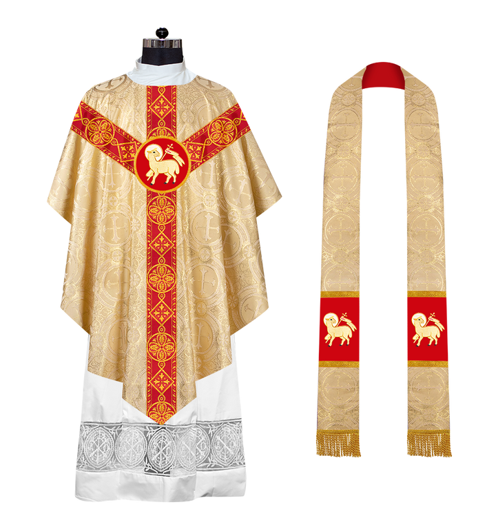 Pugin Style Chasuble with Embroidered Orphrey