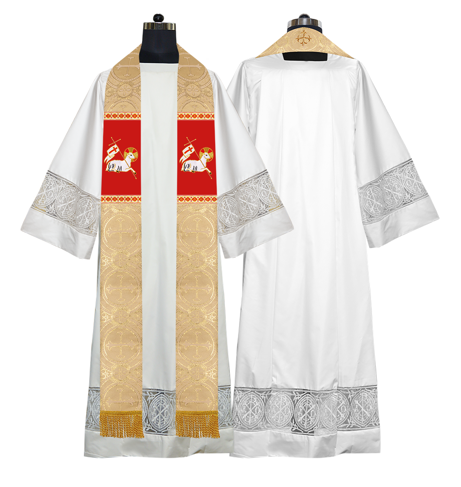 Embroidered Lamb Liturgical Clergy Stole