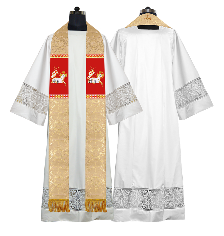 Embroidered Lamb Liturgical Clergy Stole