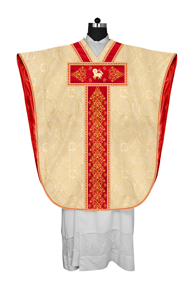 BORROMEAN CHASUBLE VESTMENT WITH BRAIDED ORPHREY AND TRIMS