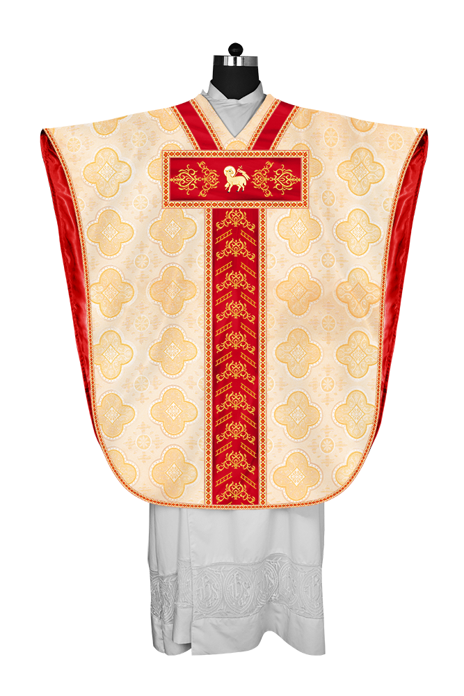 Borromean chasuble vestment adorned with colour braids and trims