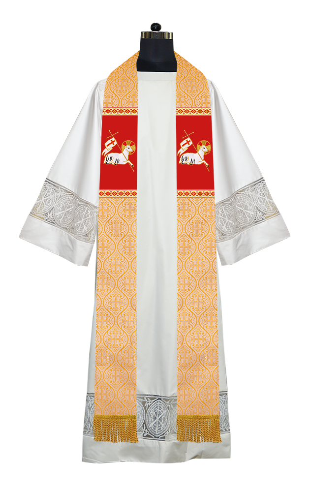 Embroidered Lamb Liturgical Clergy Stole