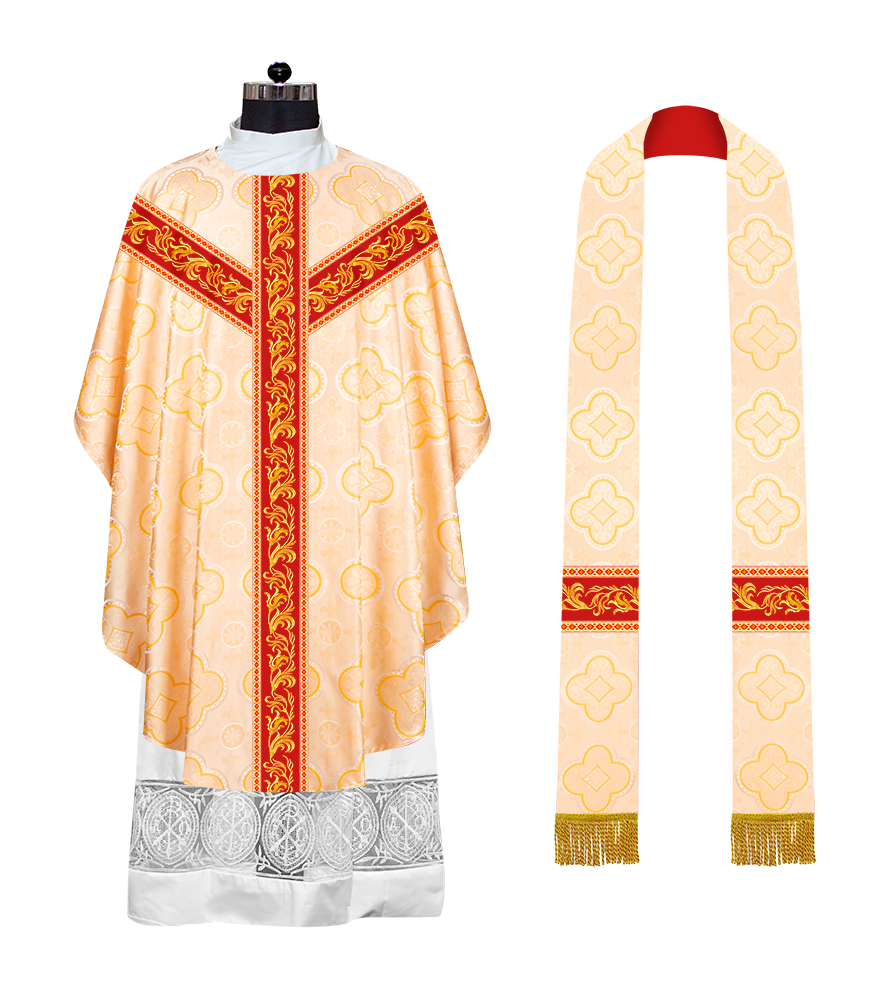 GOTHIC CHASUBLE VESTMENTS WITH ORNATE EMBROIDERY AND TRIMS