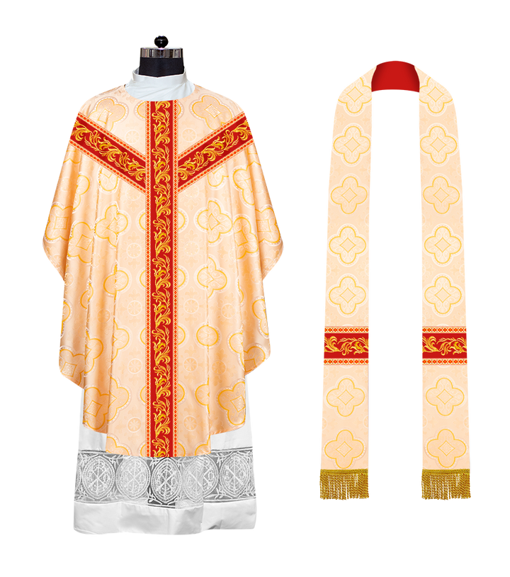 GOTHIC CHASUBLE VESTMENTS WITH ORNATE EMBROIDERY AND TRIMS