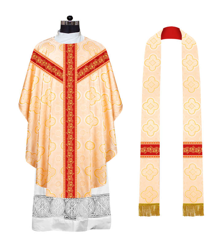 EMBROIDERED GOTHIC CHASUBLE ADORNED WITH GRAPES DESIGN