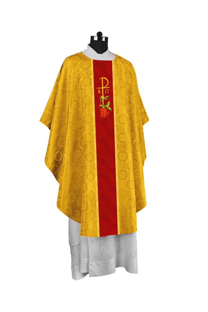 Gothic Chasuble with Elegant Embroidered Liturgical Motif