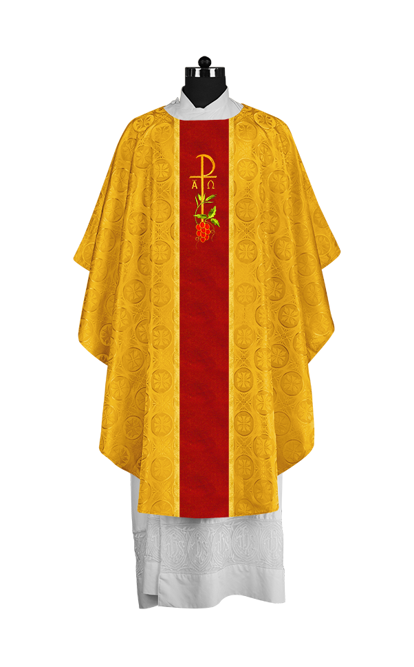 Gothic Chasuble with Elegant Embroidered Liturgical Motif