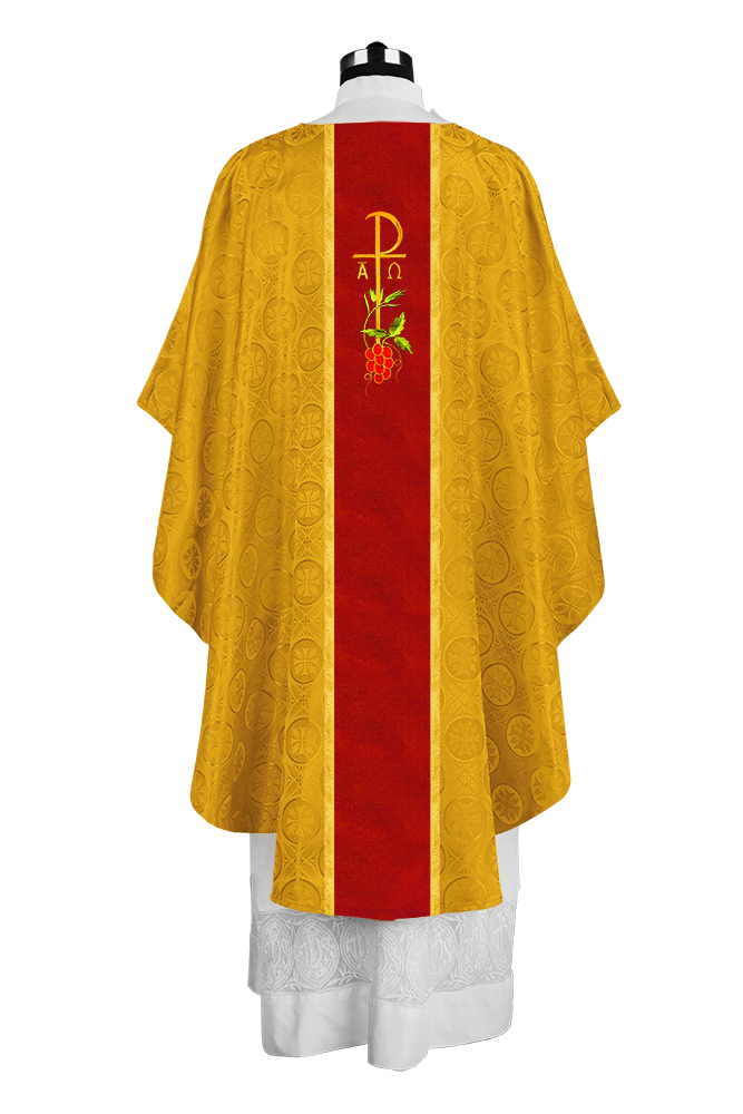 Gothic Chasuble with Elegant Embroidered Liturgical Motif