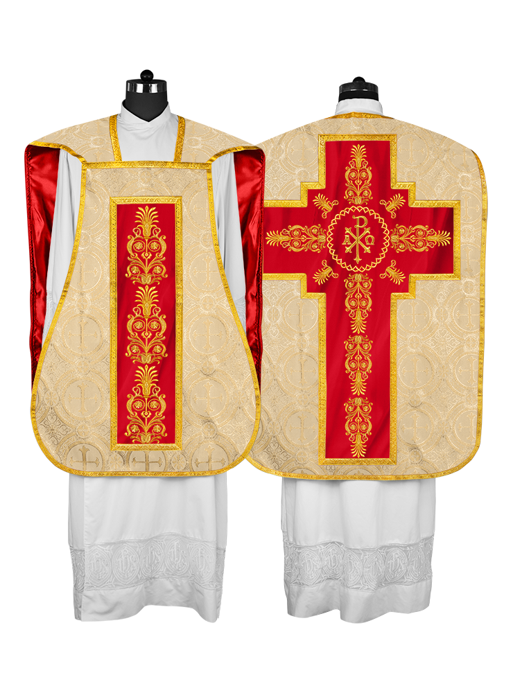 Elegant Roman Fiddleback Chasuble Vestment - Victoria Collection