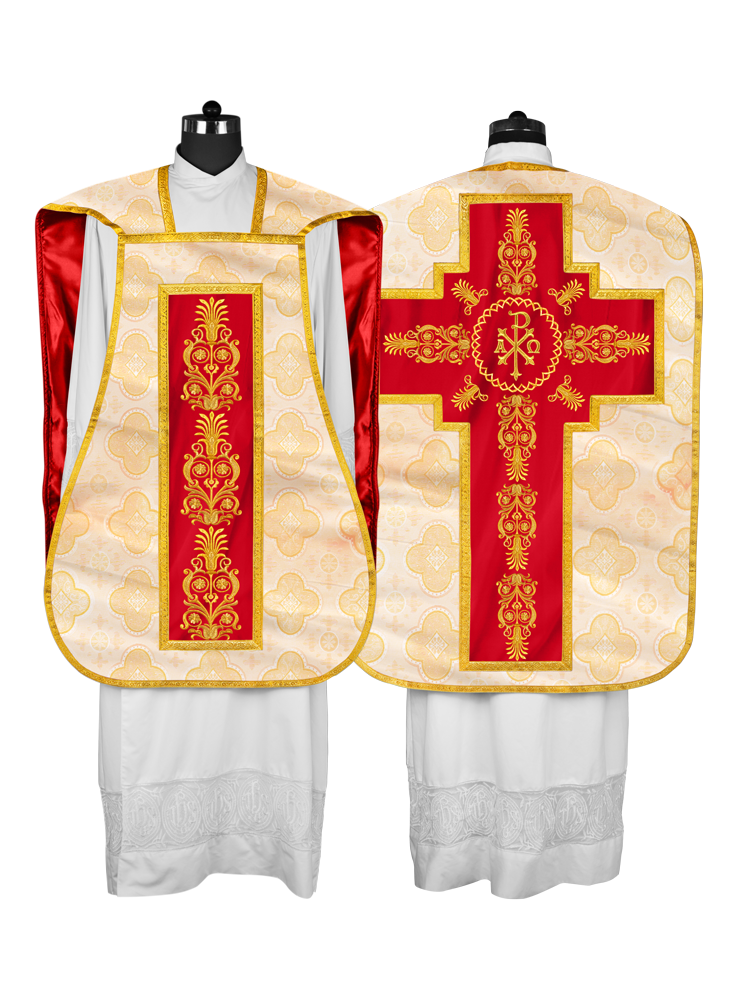 Elegant Roman Fiddleback Chasuble Vestment - Victoria Collection