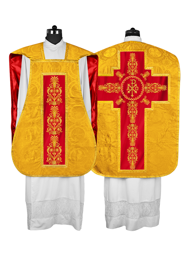 Elegant Roman Fiddleback Chasuble Vestment - Victoria Collection
