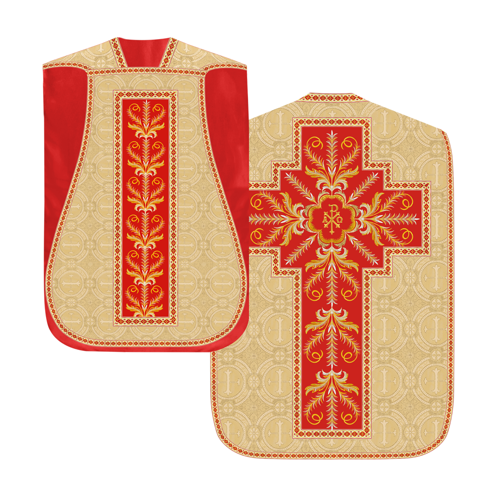 Roman Chasuble Vestment with Detailed Orphrey