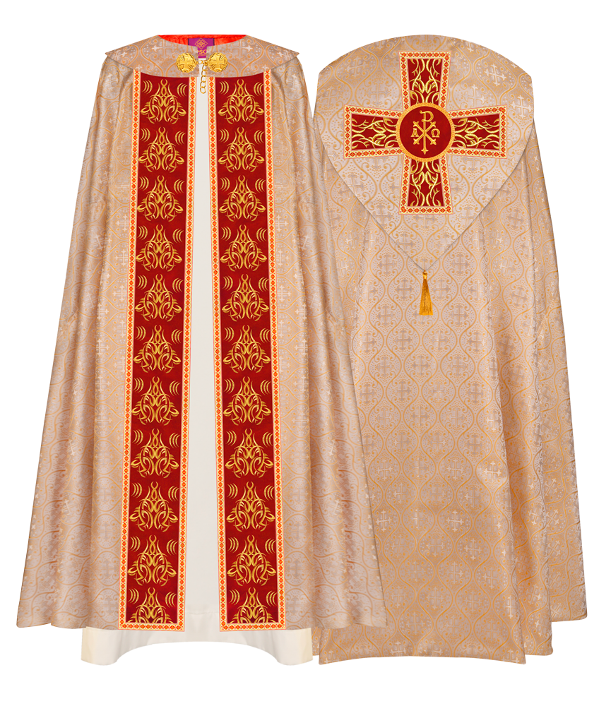 GOTHIC COPE VESTMENTS WITH LITURGICAL EMBROIDERY AND TRIMS
