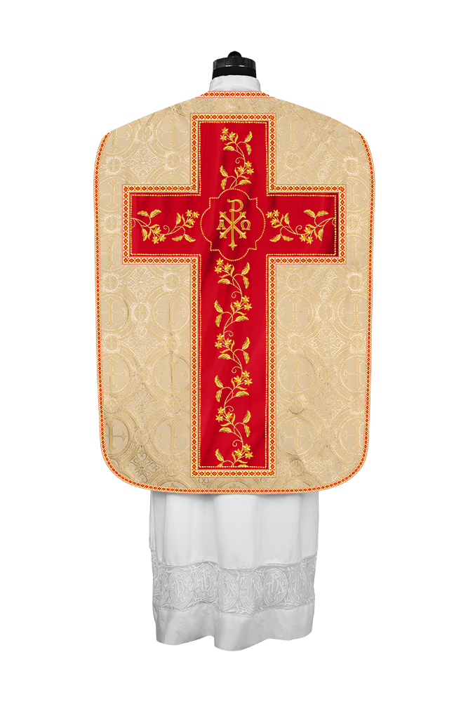 Roman Chasuble vestment with Floral Design and Trims