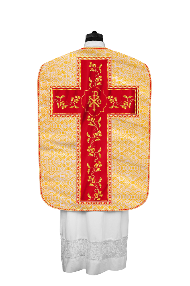 Roman Chasuble vestment with Floral Design and Trims