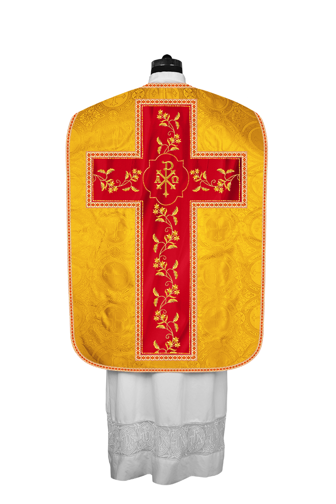 Roman Chasuble vestment with Floral Design and Trims