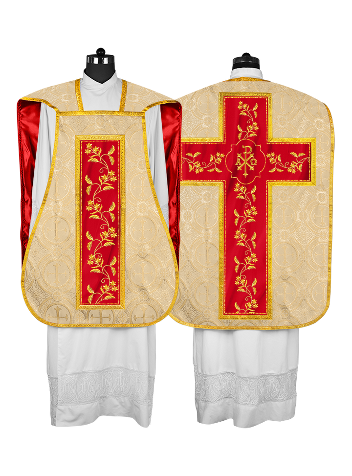 Elegant Roman chasuble vestment - Floral collection