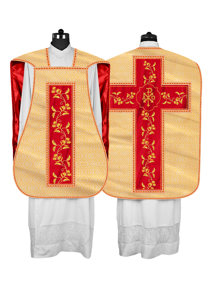 Roman Chasuble vestment with Floral Design and Trims
