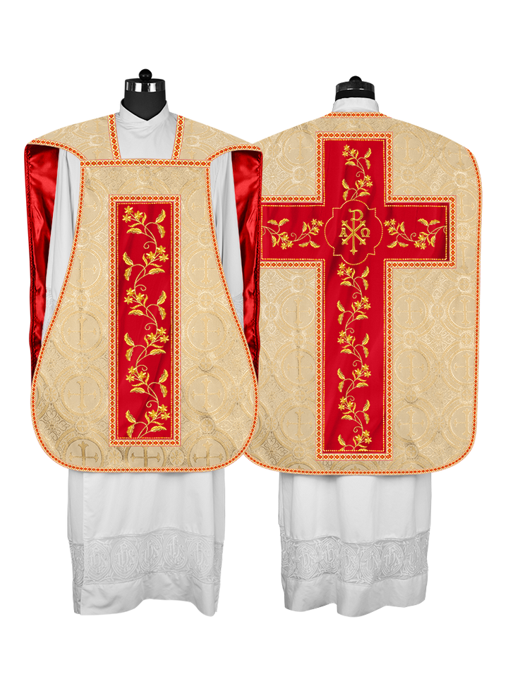 Roman Chasuble vestment with Floral Design and Trims