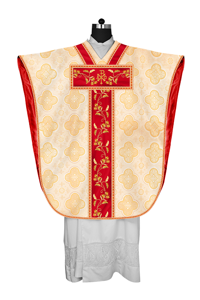 Borromean chasuble vestment ornated with floral design and trims