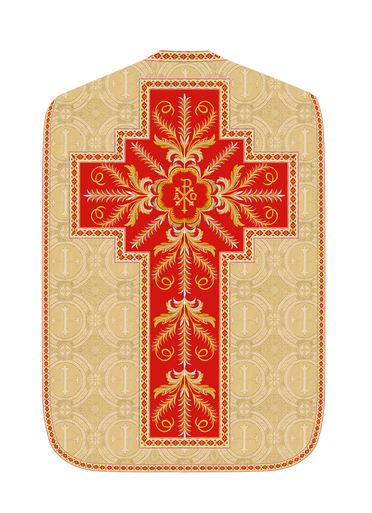 Roman Chasuble Vestment with Detailed Orphrey