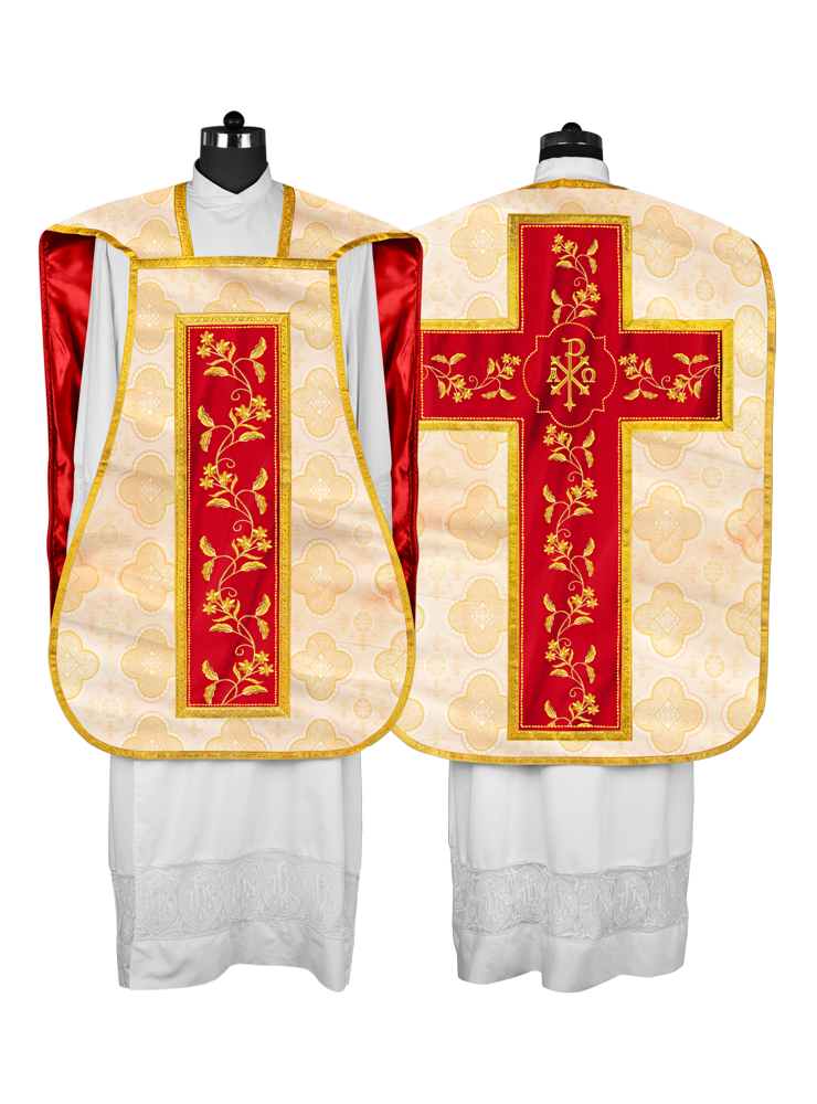 Elegant Roman chasuble vestment - Floral collection