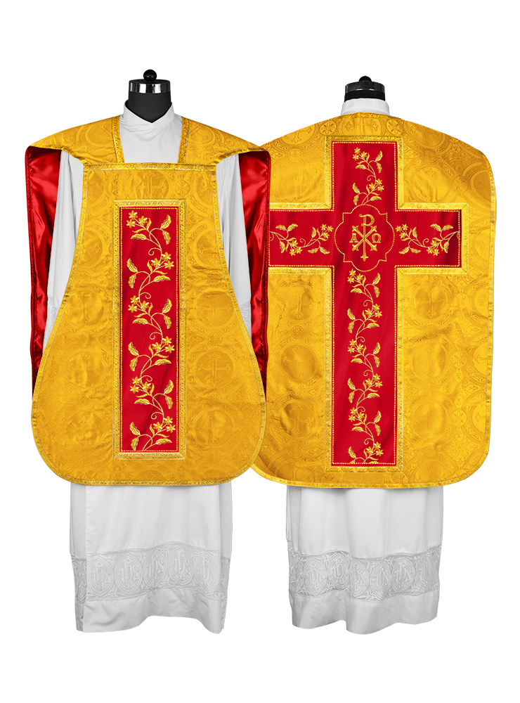 Elegant Roman chasuble vestment - Floral collection