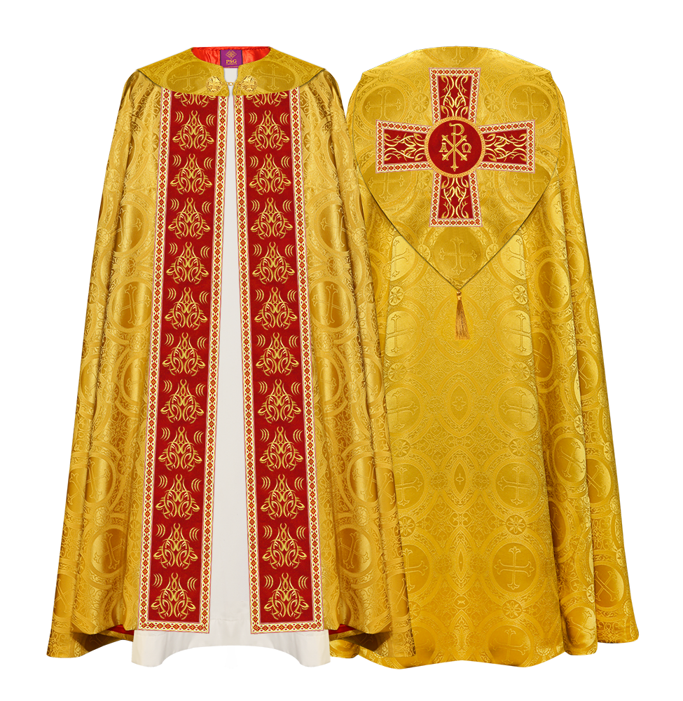 GOTHIC COPE VESTMENTS WITH LITURGICAL EMBROIDERY AND TRIMS
