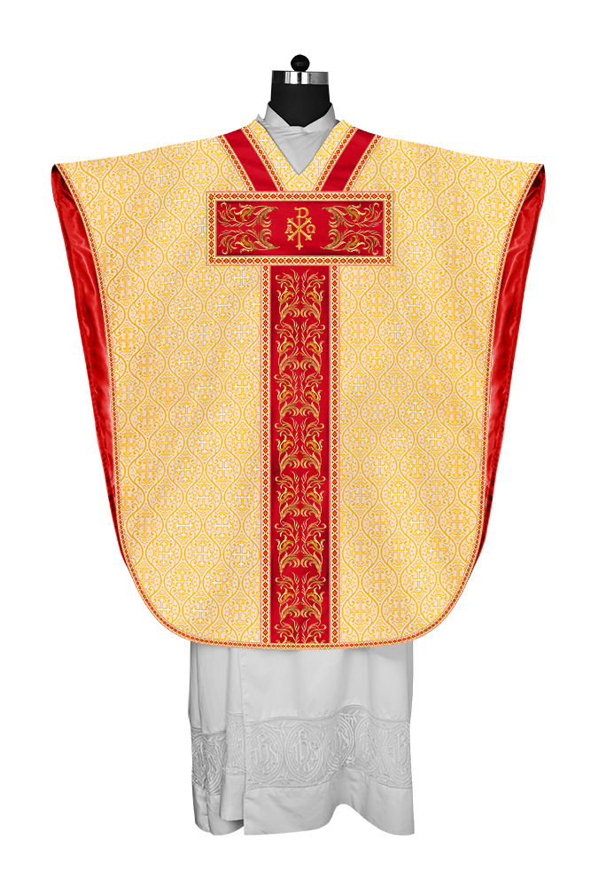 LITURGICAL BORROMEAN CHASUBLE WITH DETAILED EMBROIDERY AND TRIMS